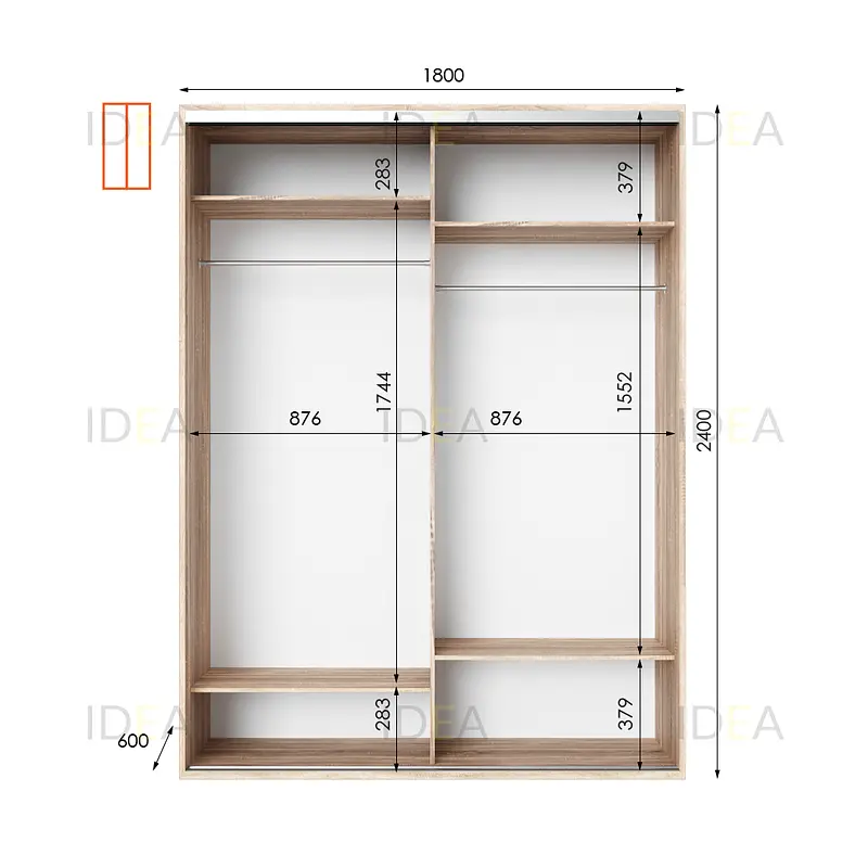 Шафа-купе Idea серія 8 180 x 60 x 240 см Дуб сонома - фото 2