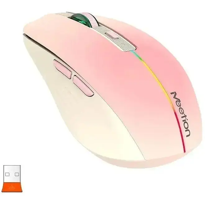Комп'ютерна миша Mееtion BTM002 2.4G Bluetooth 1600 DPI 6 кнопок RGB підсвічування бездротова безшумна рожева - фото 4