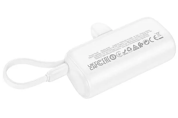 Внешний аккумулятор Borofone BJ41 5000mAh 18.5W с кабелем Type-C и коннектором Lightning белый - фото 3