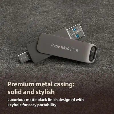 USB флеш накопитель Patriot 64GB Rage R550 Matte Black USB/Type-C 3.2 (PE64GR550DSAD) - фото 6