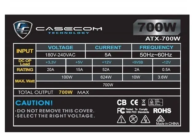 Блок питания CaseCom 700W (CM 700 ATX) - фото 3
