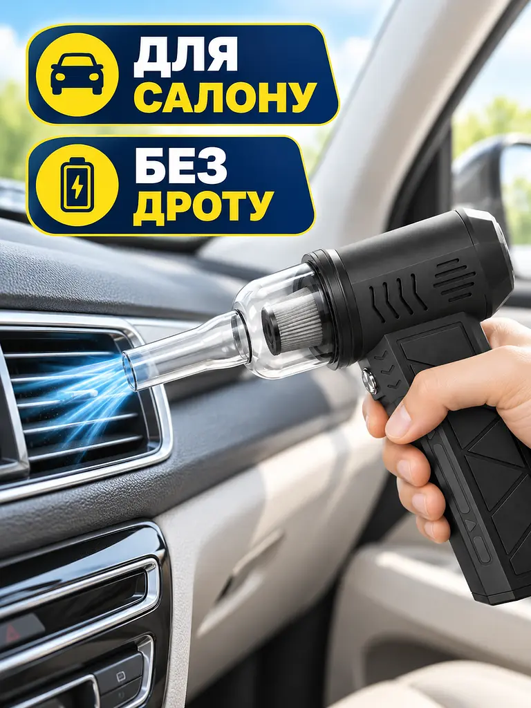 Акумуляторна повітродувка міні 3000 мА·год, 3 швидкості, потік 39,5 м/с, ручний турбовентилятор з насадками, чорна (49676396) - фото 8