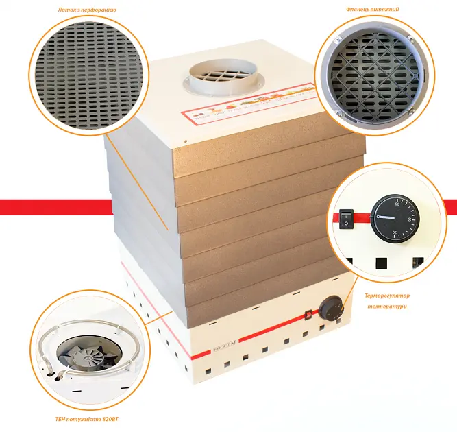 Електросушарка сушарка сушка металева для фруктів та овочів Профіт М (Profit M) ЕСП-01 35 л, Profit M 83529 - фото 2