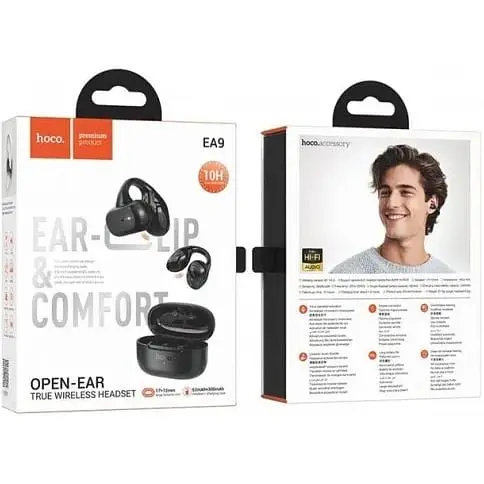 Бездротові навушники Hoco EA9 Clear Sound Clip-On True Wireless BT Headset чорні 6942007629188 - фото 2