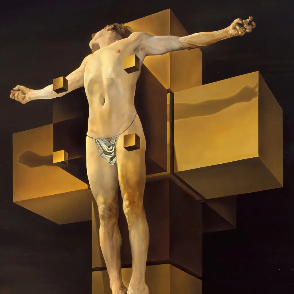 Інтер'єрна картина Гіперкубічне тіло, Сальвадор Далі, Salvador Dalí, Corpus Hypercubus, інтер'єрний декор, 90×60 см (id6996) - фото 5
