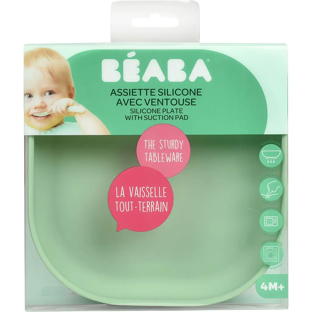 Силіконова тарілка на присосці Beaba Silicone Suction Plate, зелена (913551) - фото 3
