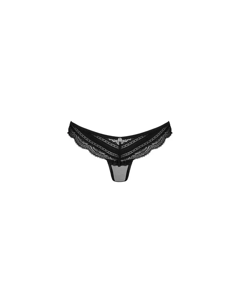 Полупрозрачные трусики с подвеской Obsessive Ivannes panties black черные S/M - фото 5