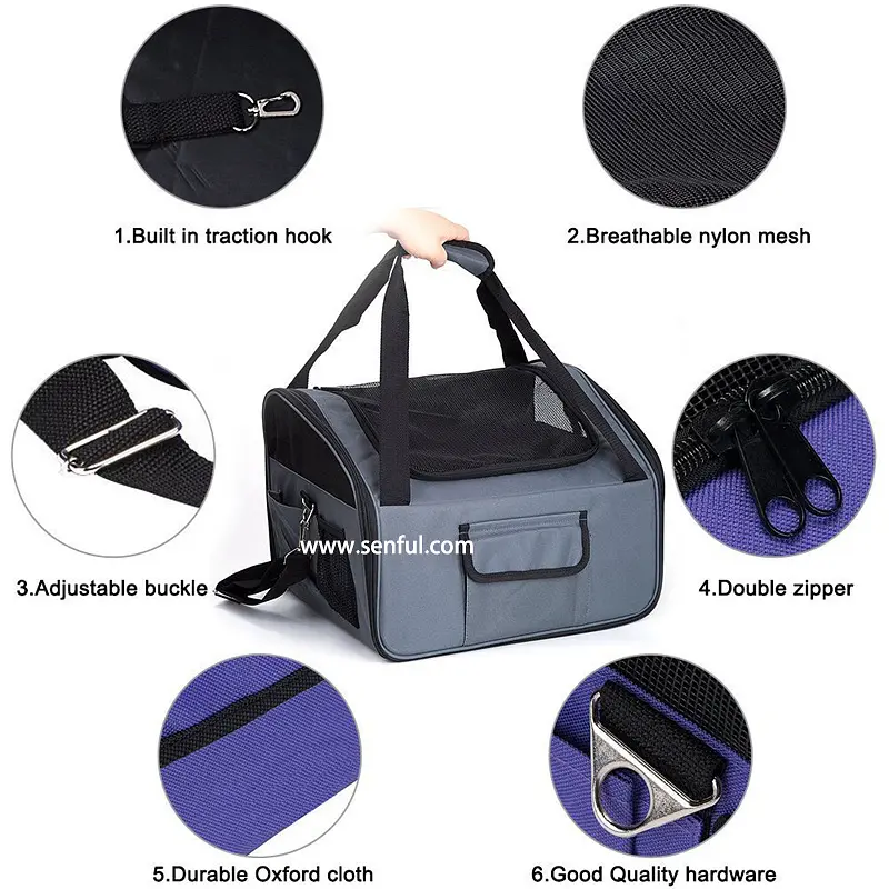 Автокрісло для собак SENFUL Pet Car Seat Carrier бежеве - фото 2