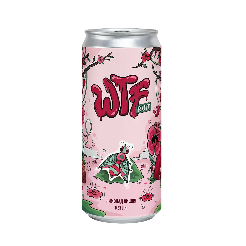 Набір напоїв WTF дегустаційний (лимонади без цукру: класичний, малина, чорниця, вишня, манго-маракуя) 330 мл х 12 шт. - фото 9