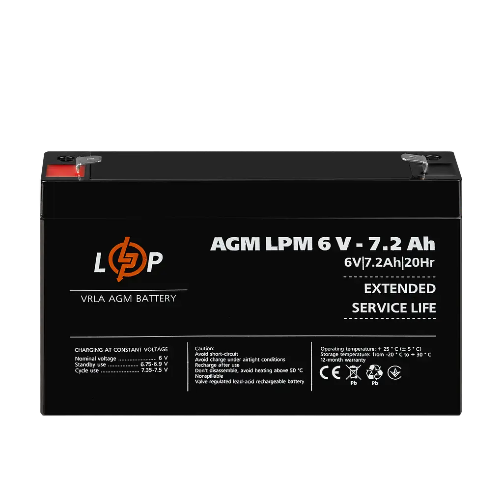 Аккумулятор AGM LPM 6V – 7.2 Ah - фото 2