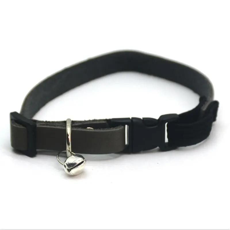 Нашийник для котів та малих собак Zoo-hunt О Дзвіночок шкіра 1,0 см Сірий - фото 2