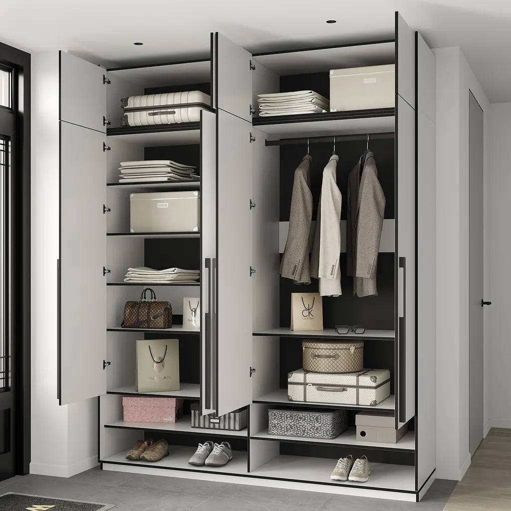 Шафа для одягу Flamecame у передпокій зі штангою та поличками на 4 двері FR-10 Тефра - фото 4