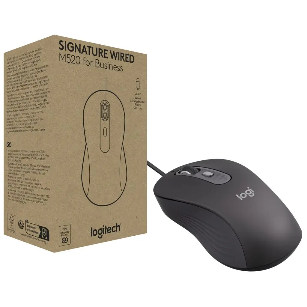 Мишка Logitech Signature M520 for Business USB-C Graphite (910-007511)