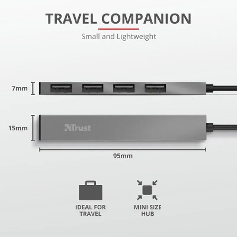 Концентратор Trust Halyx Aluminium 4-Port Mini USB Hub (23786_TRUST) - фото 7
