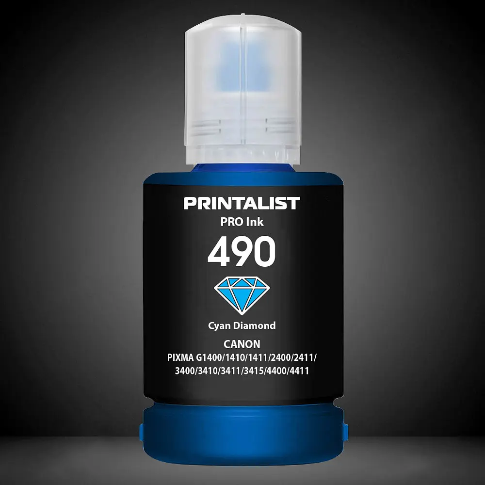 Чорнило PRINTALIST GI-490 для Canon G1400/G2400/G3400 140г Cyan водорозчинне (PL490C) - фото 6