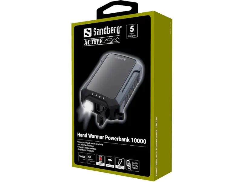 Зовнішній акумулятор (Power Bank) Sandberg 10000mAh Hand Warmer flashlight 1W USB-C/USB-A 2A/5V (420-65) - фото 7