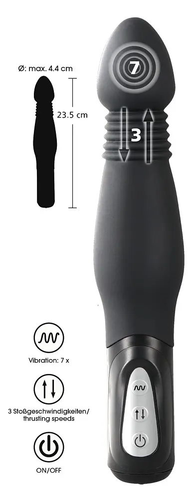 Вібратор You2Toys Thrusting Anal, 23.5 см (чорний) - фото 5