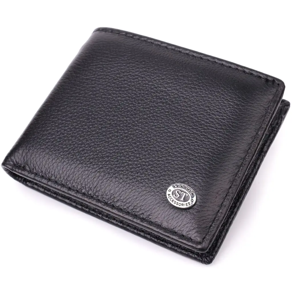 Відмінний затиск із натуральної шкіри ST Leather 22475 чорний - фото 11