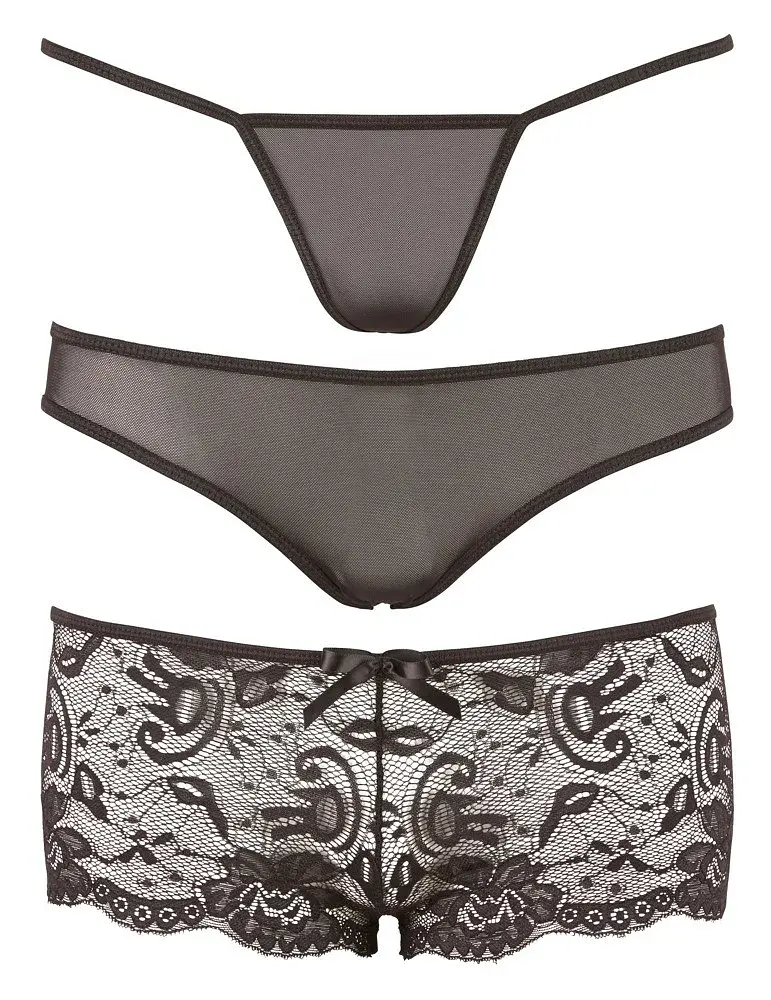 Набір трусиків - Cotelli Collection 2310503 Panty Set, black - S Cottelli 23105031021 90314 - фото 3