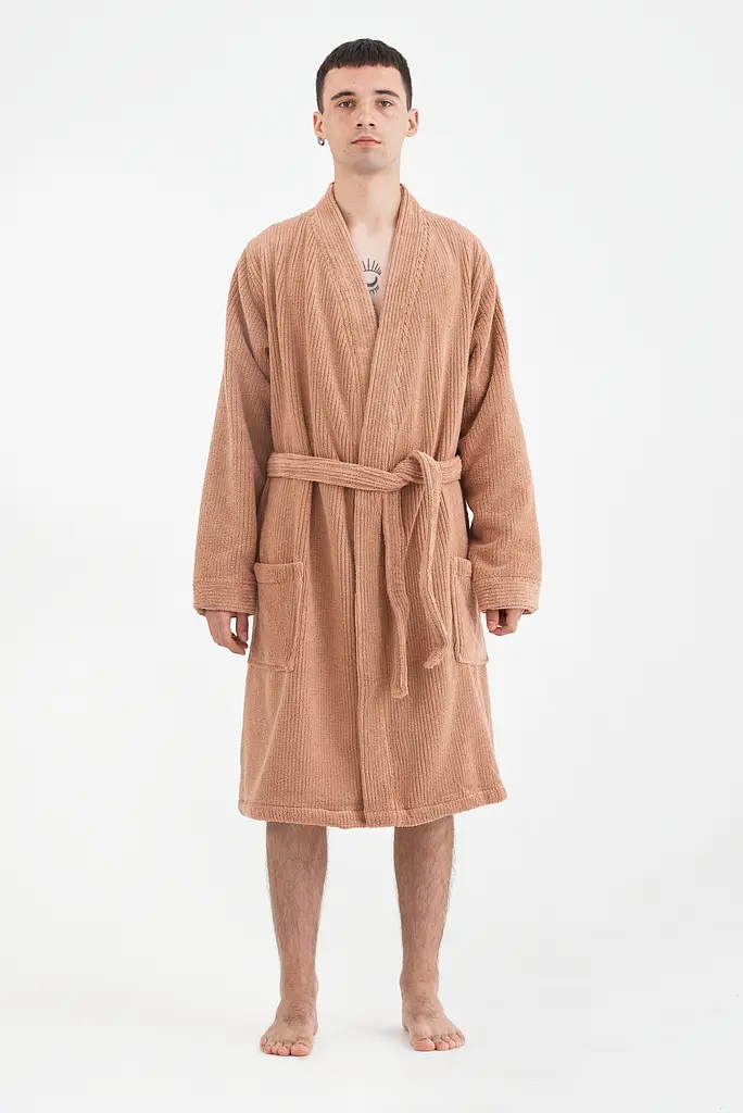 Халат-кимоно unisex Lotus Home - Bold Microcotton kiremit махровый S - фото 2