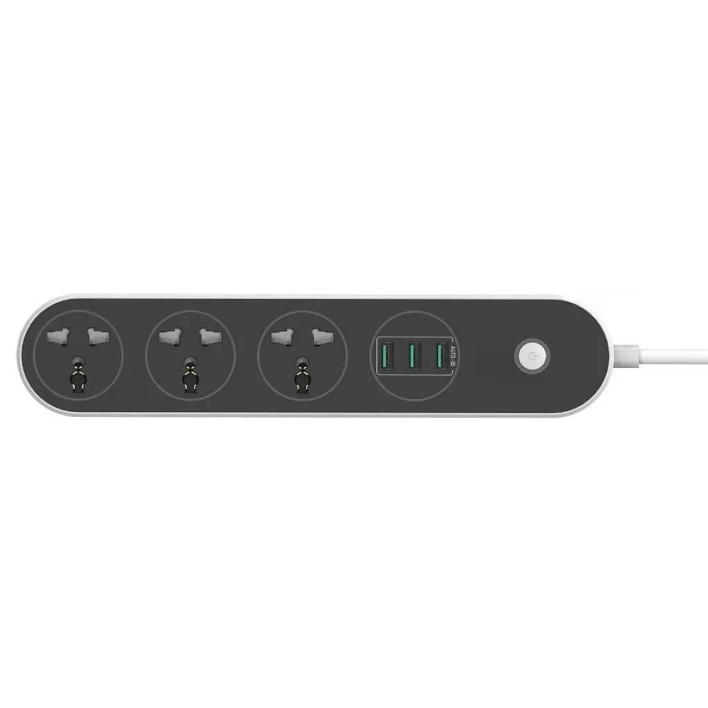 Мережевий фільтр ColorWay olorWay 3 розетки, 3xUSB, 1.8м, Black (CW-CHU33B)