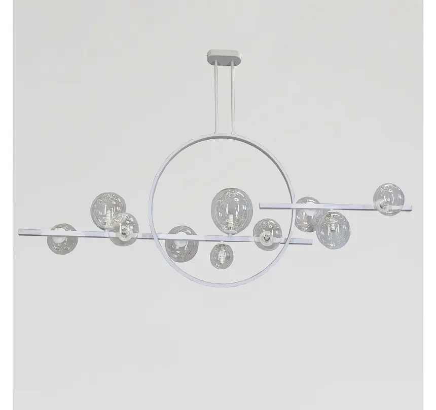 Біла дизайнерська LED-люстра Artlight 1003/10WH з 10 скляними кулями і кільцем, що світиться. - фото 2
