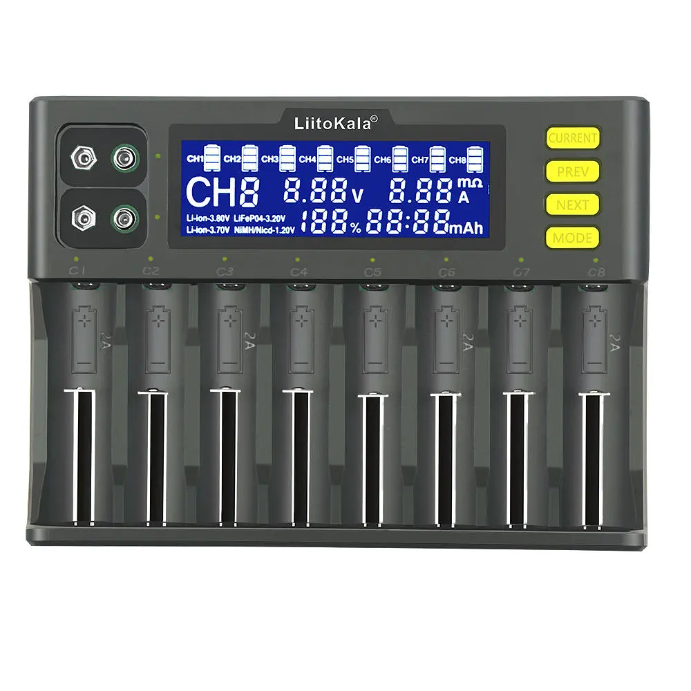Зарядний пристрій LiitoKala Lii-S8 для акумуляторів АА, ААА, 18650, 21700, 26650 Li-ion, Ni-MH, Ni-Cd, LiFePO4, Крона 9В (19418) - фото 4