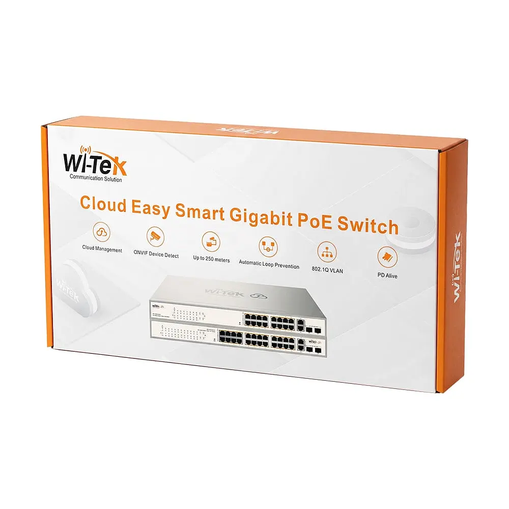 PoE-комутатор 20-портовий керований Wi-Tek WI-PCES320GFH гігабітний 16x1000Mbps PoE+, 2x1000Mbps Uplink, 2xSFP, 130W, Cloud, ONVIF (73-00254) - фото 10