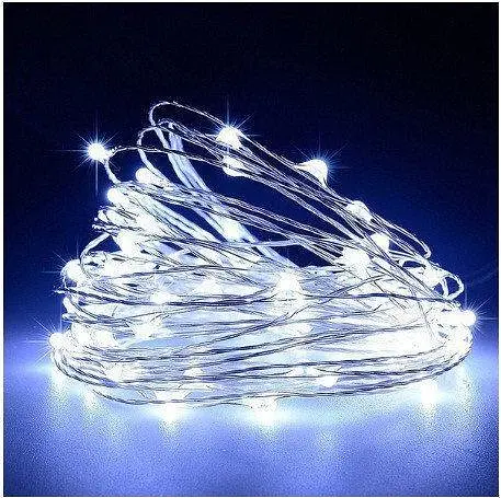 Новорічні гірлянди Мідна дротяна лампа 100LED 10м (батарейки) білий Силіконовий провід (7108) - фото 3