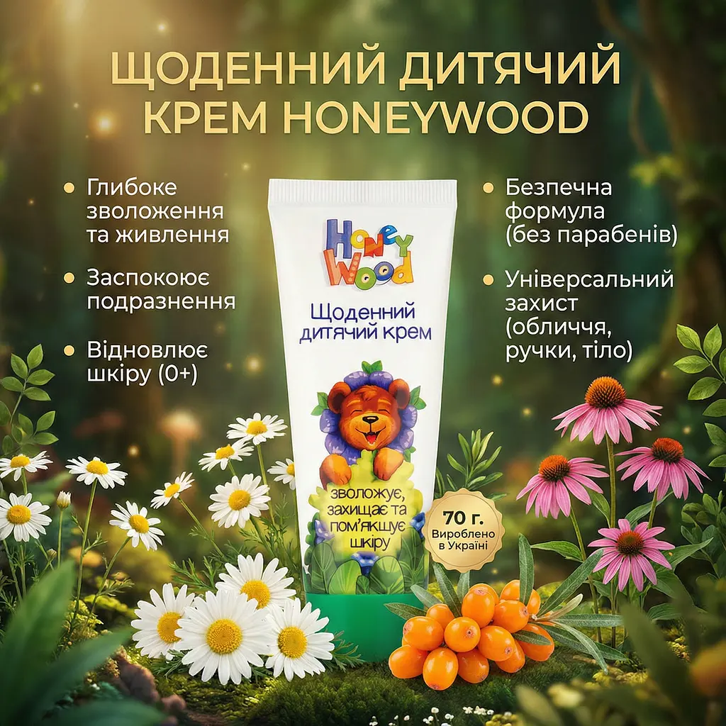 Дитячий крем Honeywood для щоденного догляду з ехінацеєю та обліпихою 70 г - фото 4