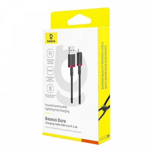 USB кабель Baseus Dura Series USB to Lightning 2.4A 2m чорний-червоний P10377801U01-03 - фото 2