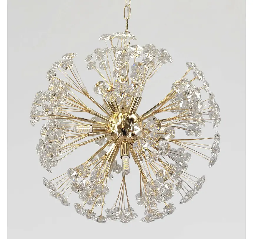 Золота підвісна люстра-куля з прозорими скляними кристалами Artlight 21621-500GD - фото 3