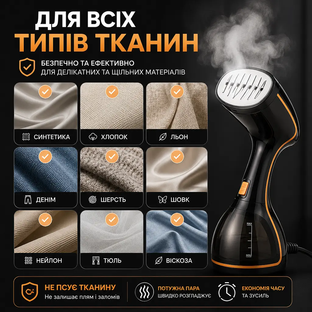 Потужний компактний ручний відпарювач для одягу 2000Вт — 3 Режима - фото 11