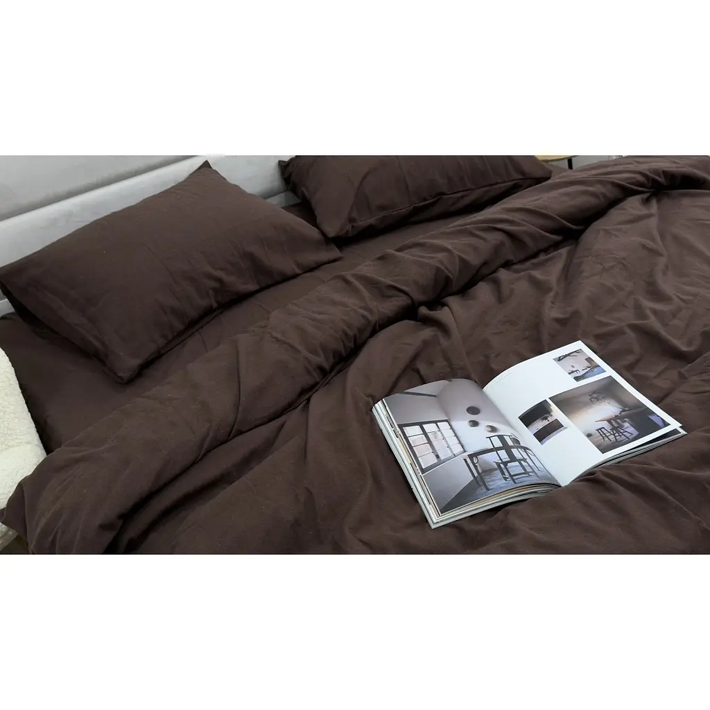 Наволочка Ecotton Зимова колекція Super Soft Dark Brown Фланель 50х70 см (25540) - фото 3