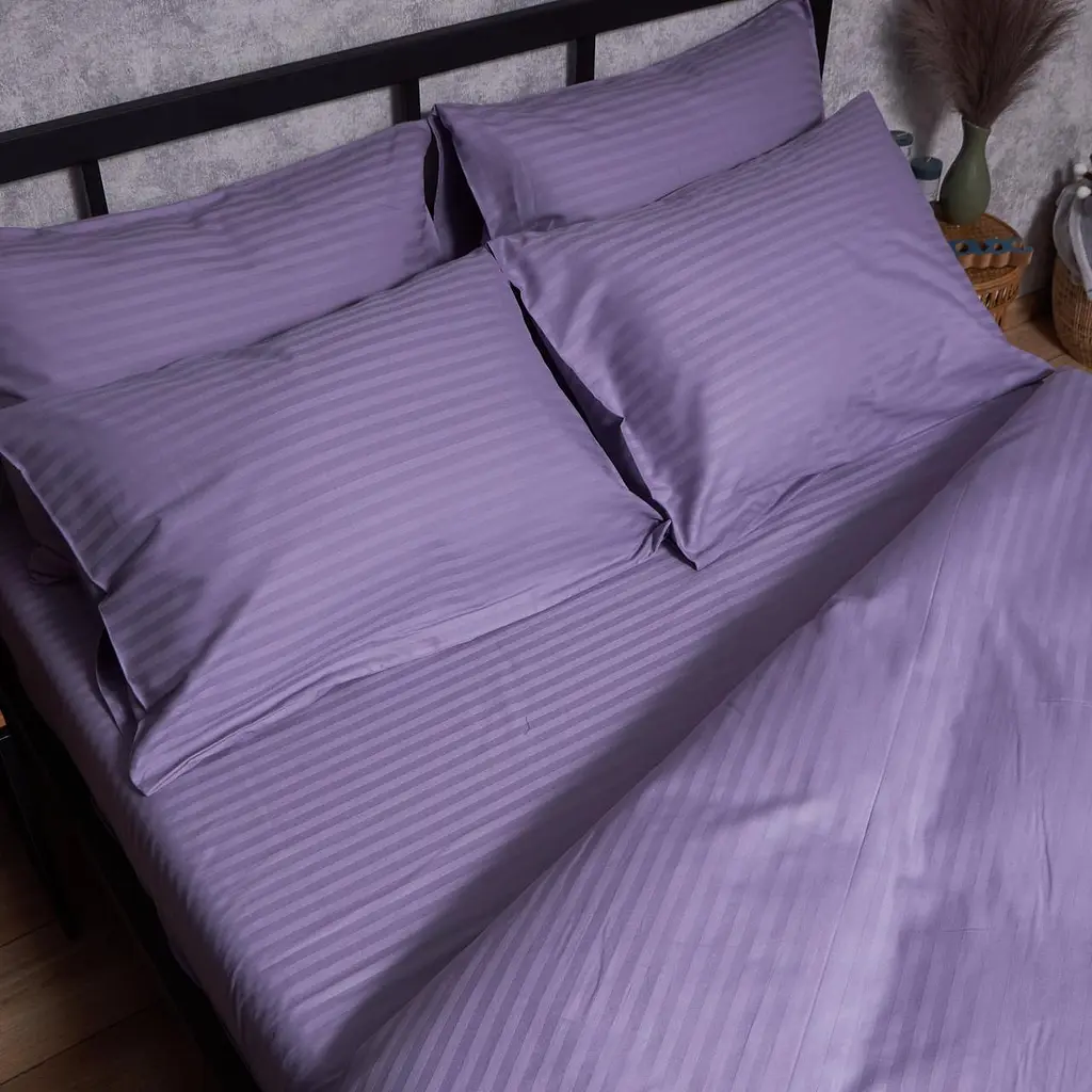 Комплект постільної білизни Moon&Star Satin Stripe Soft Lilac Полуторний Євро 160х220 наволочки 2х40х60 - фото 4