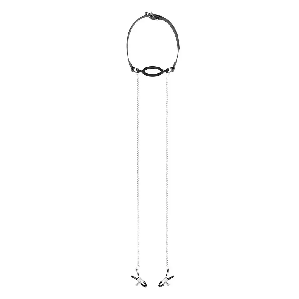 Зажимы для сосков с кляпом Bedroom Fantasies Nipple Clamps & Silicone Gag Ring - фото 2