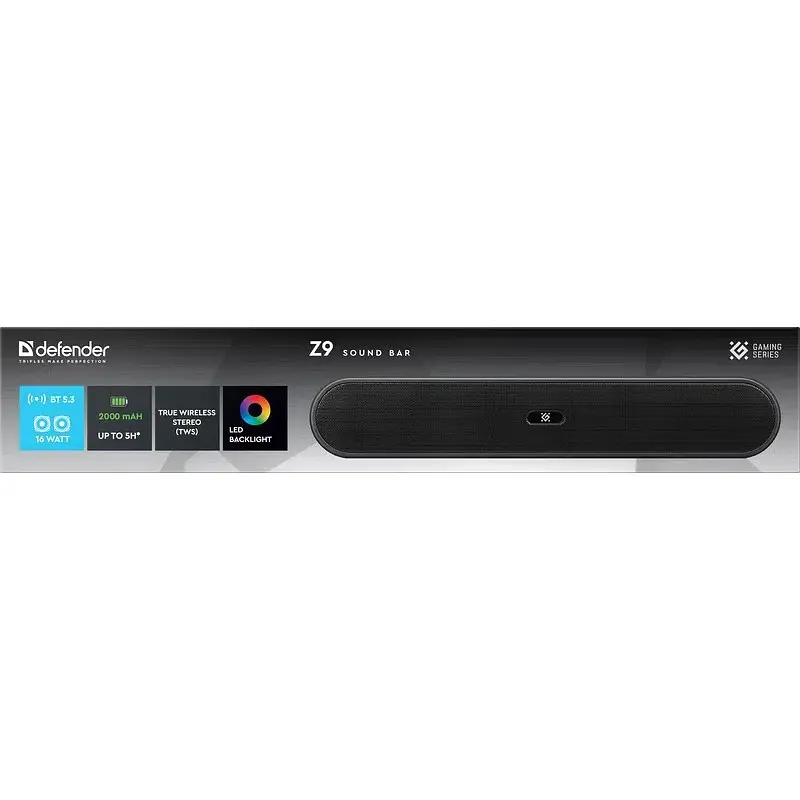 Акустична система 1.0 Defender Саундбар Z9 16Вт, Bluetooth/FM/USB/TF/AUX, LED чорна - фото 5