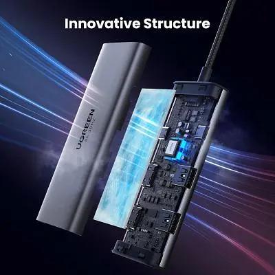 Концентратор Ugreen USB3.1 Type-C to HDMIx2 4K60Hz (8k30Hz)/USB3.0x2/Type-C/PD 100W CM498 (15852) - фото 8