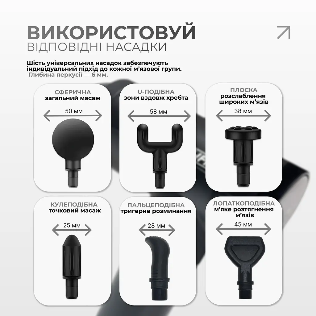 Перкусійний масажер для спини EasyFit Vibe 6 насадок, 30 режимів - фото 4