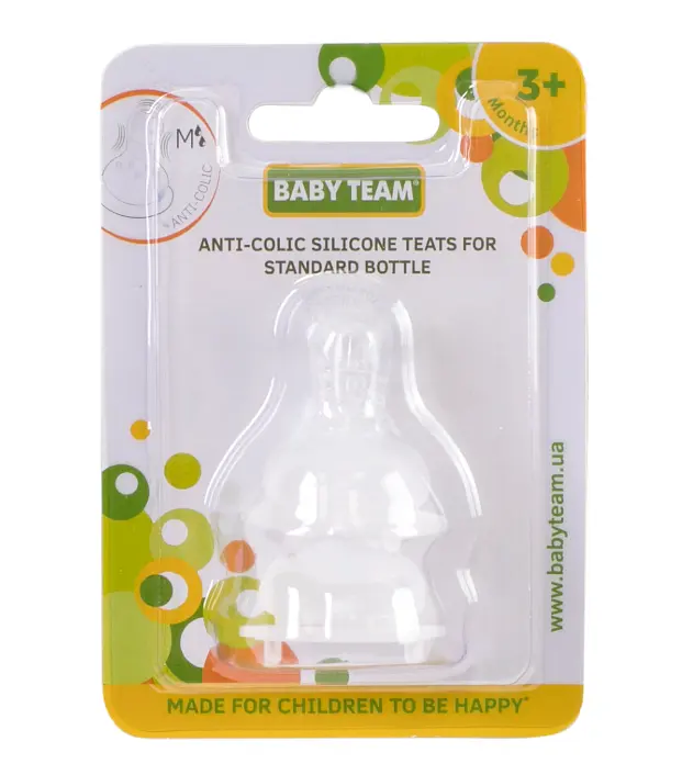 Соска силиконовая Baby Team, антиколиковая, от 3 мес., средний поток, 2 шт. (2001) - фото 2