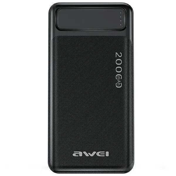 Додаткова акумуляторна батарея - портативний акумулятор Awei P6K 20000 mAh (2.1) чорний - фото 2