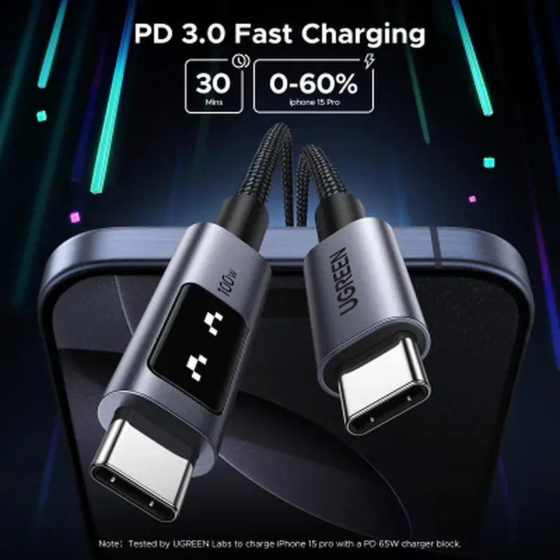 Дата кабель USB-C to USB-C 2.0m PD 100W L509 black Ugreen (35512) - фото 3
