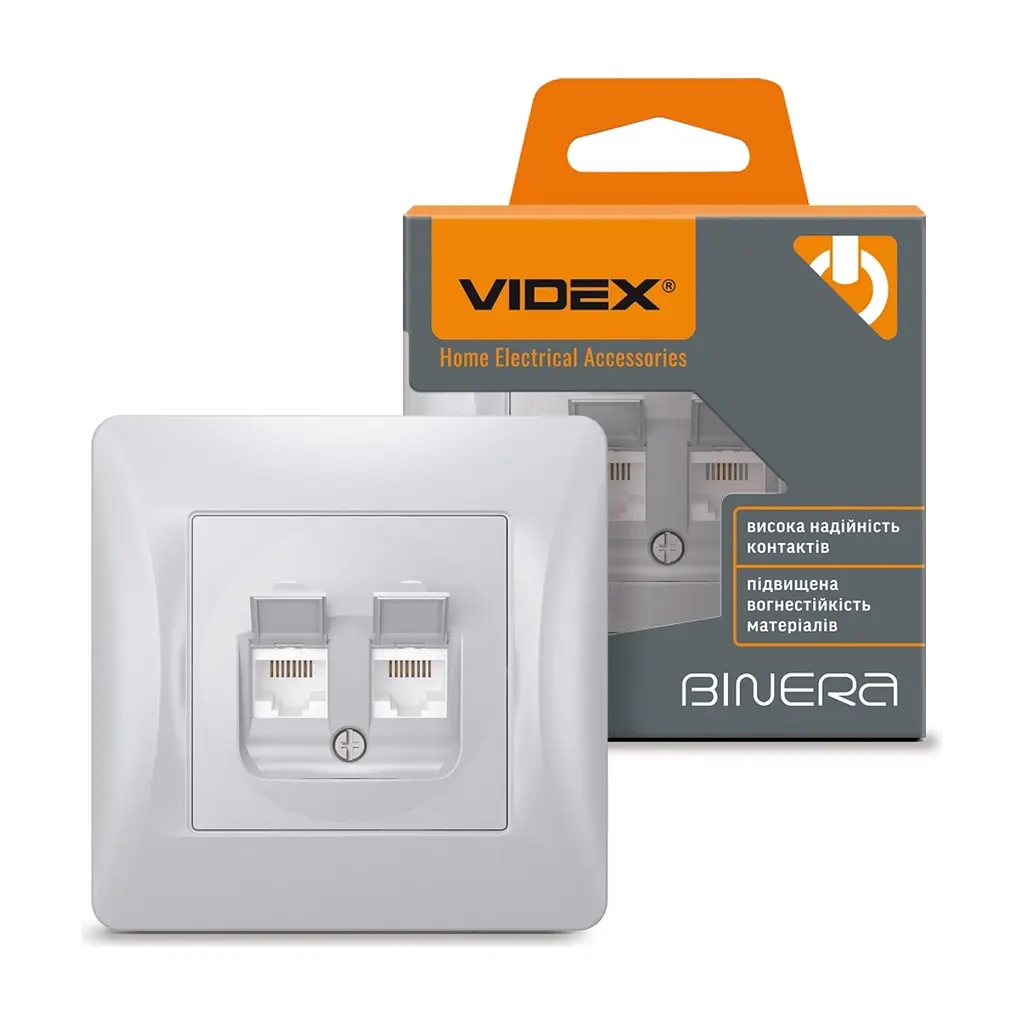 Комп'ютерна розетка Videx BINERA CAT6 + CAT6 подвійна сереб (VF-BNSK2PC6-SS) - фото 3