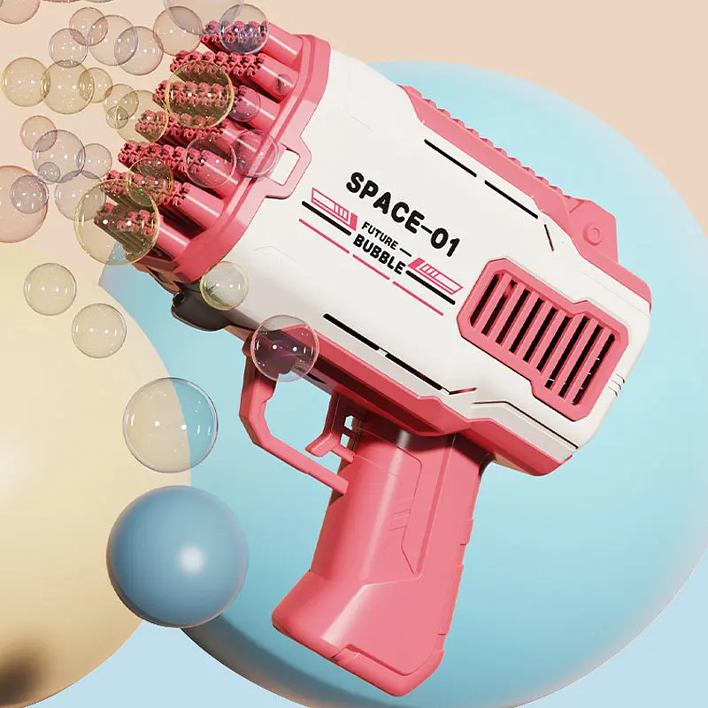 Пістолет для мильних бульбашок Bubble Gun 698-20 з насадками на 32/45 отворів 50ml Pink - фото 3