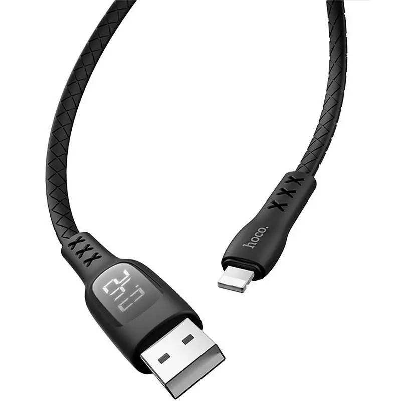 USB Cable Hoco S6 Sentinel Lightning Black 1m (with display) - фото 2