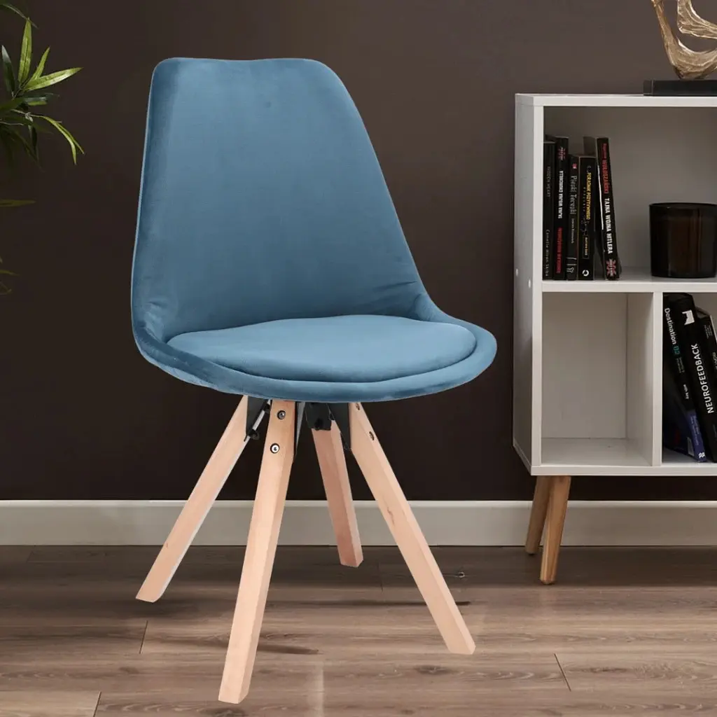 Стілець Jumi Saida у скандинавському стилі з дерев'яними ніжками аквамарин - фото 8