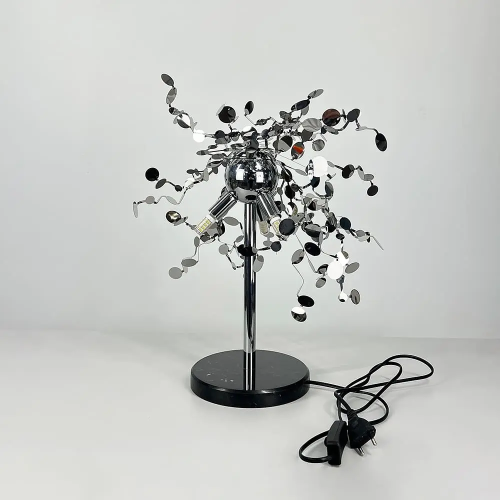 Лампа настільна з гнучких хромованих кружечків з металу Ø 50х45 см | Line F | Арт. 1030T CH - фото 3