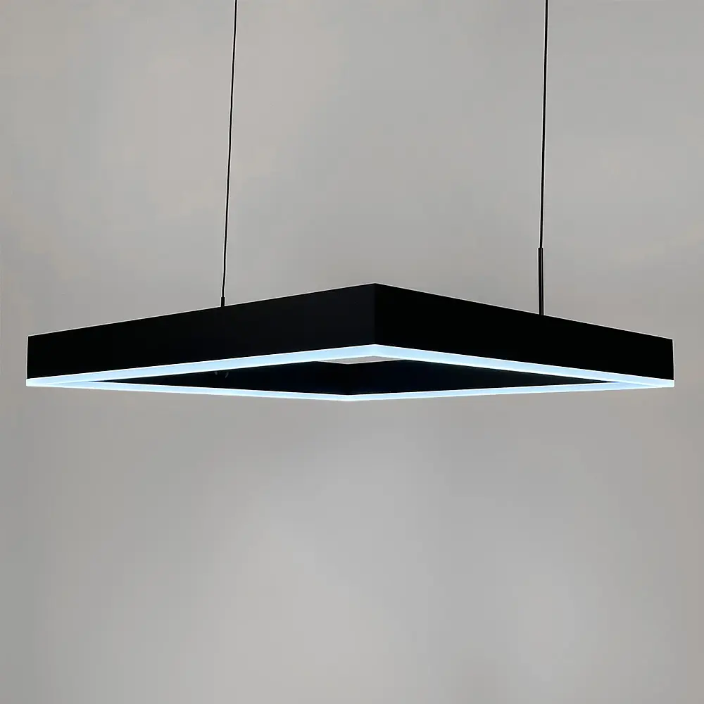 Черная люстра с подвесным квадратом 60 см Ст. MJ 223-600 BK Line F - фото 2