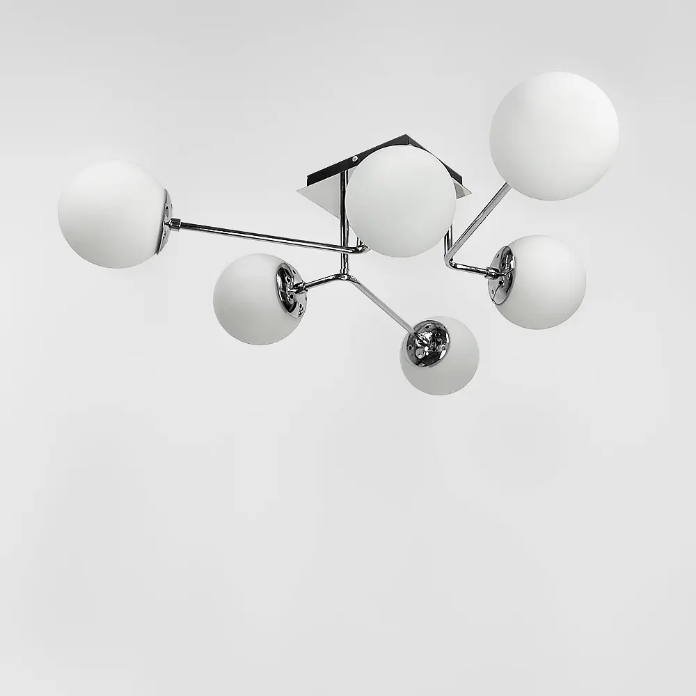 Современная люстра в хроме на 6 белых плафонов Line.F 2693/6 (new) CH+WT - фото 2