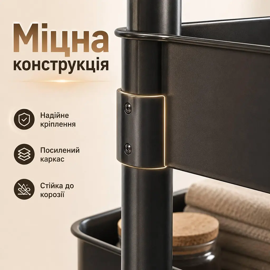 Полиця на колесах 4-рівнева для дому та офісу - стелаж-етажерка для кухні ванної спальні та зберігання речей - фото 4